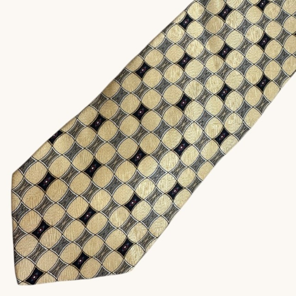 Lot of 8 Mixed Gold Yellow Mens Silk Neckties Nautica Haggar Morgan Hart Vintage - Picture 15 of 16
